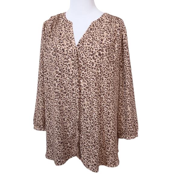 NYDJ Blouse Top Loose Flowy XL Animal Print Pleats‎ Dressy Career Office Travel - Picture 5 of 8